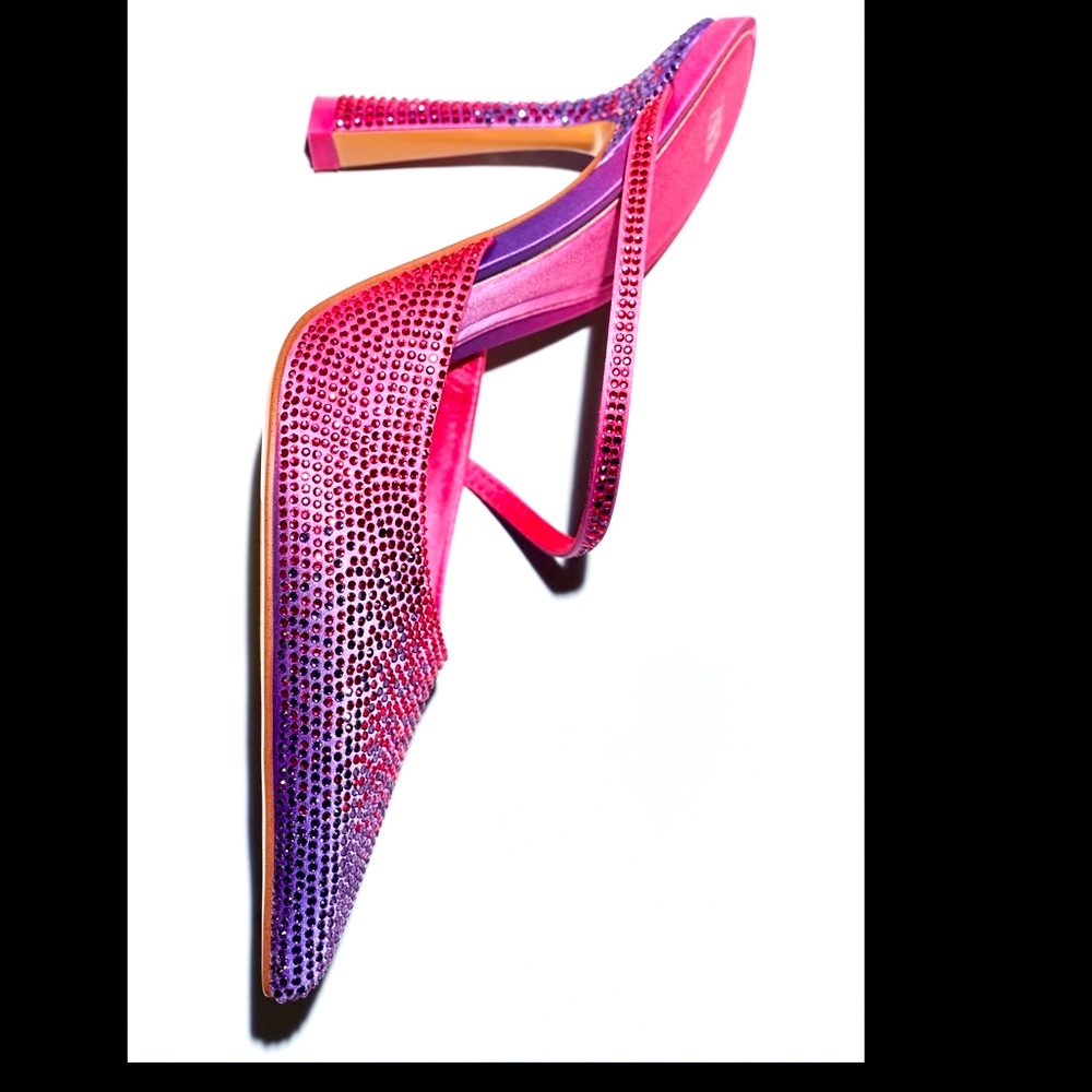 Zara pink purple gradient rhinestones heeled mules - Picture 5 of 12